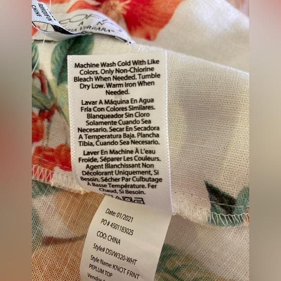 NWT Sofia Jeans by Sofia Vergara tie front peplum top linen blend fruit print M - Picture 9 of 11